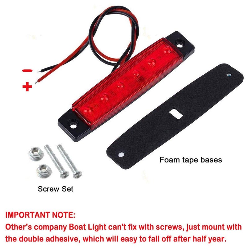 Shangyuan Navigation Lights, LED Boat Light for Bow Light, Marine Led Lights Strip for Kayak Pontoon Boat Dinghy Yacht Vessel Catamaran, with Screw Set & Foam Tape Bases, 2PCS Red and 2PCS Green - Image 3